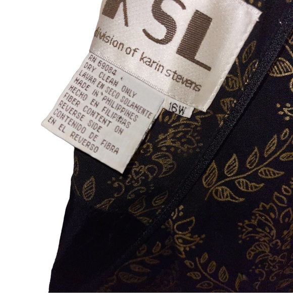 Vintage KSL Division Of Karin Stevens Women’s Dress Black And Gold Size 16W - Picture 8 of 8